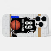 Gepersonaliseerde zwarte en witte Basketball Jerse Case-Mate iPhone Case (Achterkant (horizontaal))