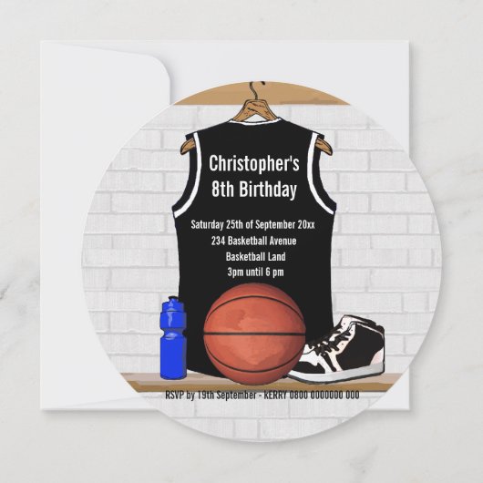 Gepersonaliseerde zwarte en witte Basketball Jerse Kaart (Achterkant)