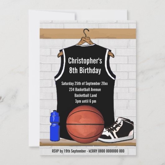 Gepersonaliseerde zwarte en witte Basketball Jerse Kaart (Achterkant)