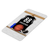 Gepersonaliseerde zwarte en witte Basketball Jerse Magneet (Linkerzijde)