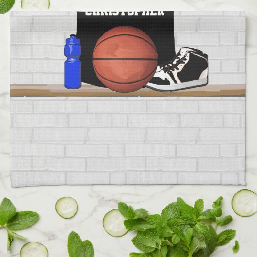 Gepersonaliseerde zwarte en witte Basketball Jerse Theedoek (Gevouwen)