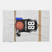 Gepersonaliseerde zwarte en witte Basketball Jerse Theedoek (Horizontaal)