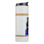 Gepersonaliseerde zwarte en witte Basketball Jerse Thermosbeker (Gedraaid links)