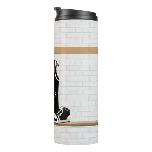 Gepersonaliseerde zwarte en witte Basketball Jerse Thermosbeker (Geroteerd rechts)