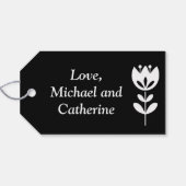 Gepersonaliseerde zwarte en Witte Bloemen Dank u Cadeaulabel (Achterkant Horizontaal)