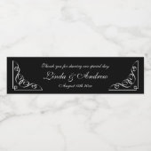 Gepersonaliseerde zwarte en witte bruiloft-partij waterfles etiket (Enkel label)