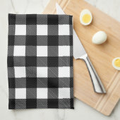 Gepersonaliseerde zwarte en witte buffelkoepelkeuk theedoek (Quarter Fold)