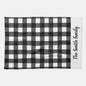 Gepersonaliseerde zwarte en witte buffelkoepelkeuk theedoek (Horizontaal)