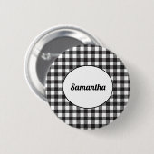 Gepersonaliseerde zwarte en witte buffelplaat ronde button 5,7 cm (Voorkant /achterkant)