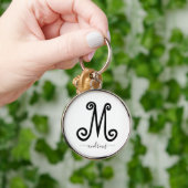 Gepersonaliseerde zwarte en witte Button Sleutelha Sleutelhanger (Hand)