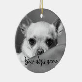 Gepersonaliseerde zwarte en witte chihuahua keramisch ornament (Rechts)