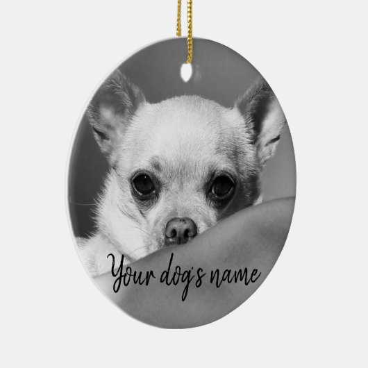 Gepersonaliseerde zwarte en witte chihuahua keramisch ornament (Rechts)