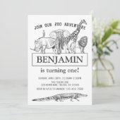 Gepersonaliseerde zwarte en witte dierentuin van d kaart (Staand voorkant)