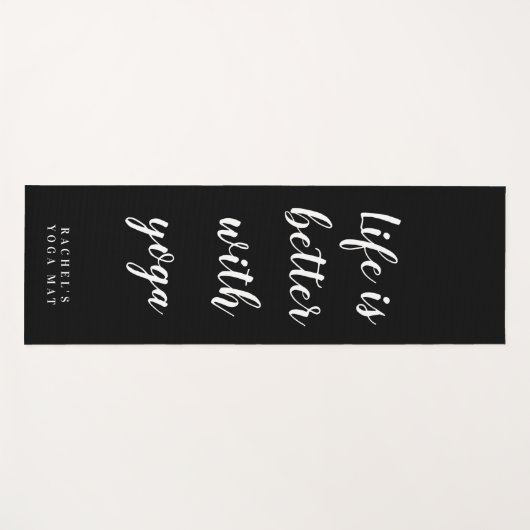 Gepersonaliseerde  zwarte en witte dikke yoghatmat yogamat (Voorkant (horizontaal))