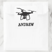 Gepersonaliseerde zwarte en witte drone vierkante sticker (Tas)