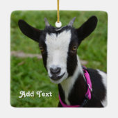 Gepersonaliseerde zwarte en witte dwarfgeit keramisch ornament (Achterkant)