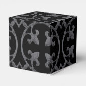 GEPERSONALISEERDE ZWARTE EN WITTE FLEUR DE LIS WED BEDANKDOOSJES (Achterkant)