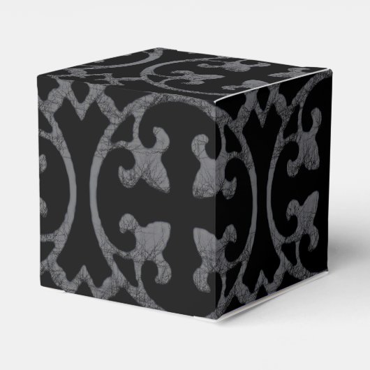 GEPERSONALISEERDE ZWARTE EN WITTE FLEUR DE LIS WED BEDANKDOOSJES (Achterkant)