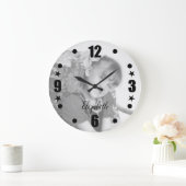 Gepersonaliseerde zwarte en witte fotonaam grote klok (Huis)