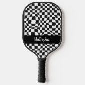 Gepersonaliseerde zwarte en Witte Gecontroleerde G Pickleball Paddle (Achterkant)