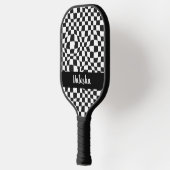 Gepersonaliseerde zwarte en Witte Gecontroleerde G Pickleball Paddle (Links)