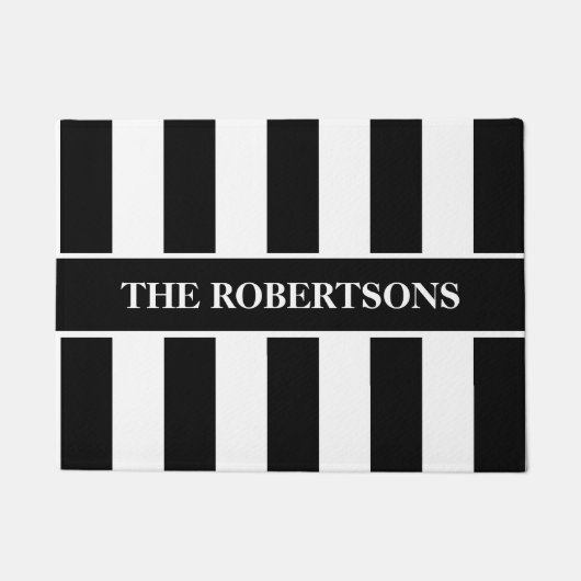 Gepersonaliseerde zwarte en witte gestreept deurma deurmat (Voorkant)
