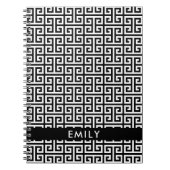 Gepersonaliseerde zwarte en witte Griekse sleutel Notitieboek (Voorkant)