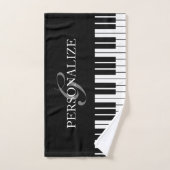 Gepersonaliseerde zwarte en witte grote pianosleut handdoek (Handdoek)