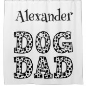 Gepersonaliseerde zwarte en witte hond vader douchegordijn (Voorkant)