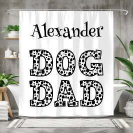 Gepersonaliseerde zwarte en witte hond vader douchegordijn