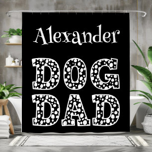 Gepersonaliseerde zwarte en witte hond vader douchegordijn