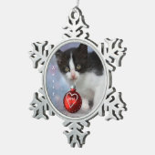 Gepersonaliseerde zwarte en witte kerstkeuken tin sneeuwvlok ornament (Rechts)