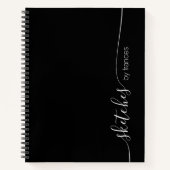 Gepersonaliseerde zwarte en Witte Legant Script-sc Notitieboek (Voorkant)