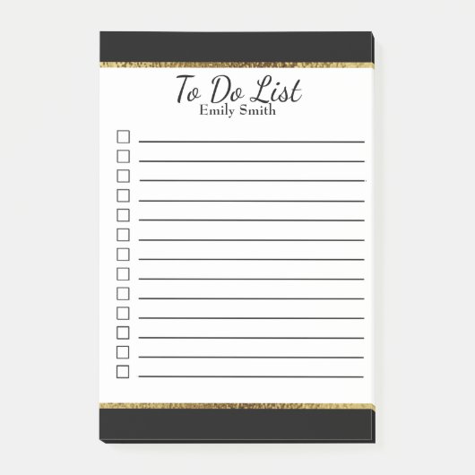 Gepersonaliseerde zwarte en witte lijst om Lijst t Post-it® Notes (Voorkant)