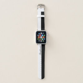Gepersonaliseerde zwarte en witte naam apple horlogebandje