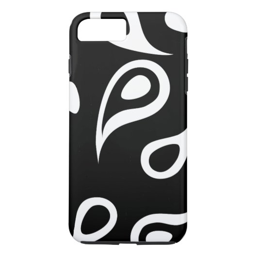 Gepersonaliseerde zwarte en witte paisley Case-Mate iPhone case (Achterkant)
