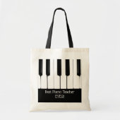 Gepersonaliseerde zwarte en witte pianokussen tote bag (Voorkant)