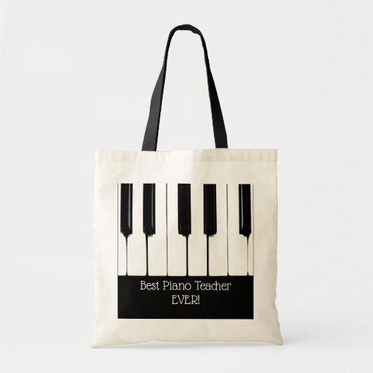 Gepersonaliseerde zwarte en witte pianokussen tote bag (Voorkant)
