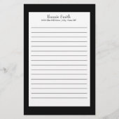 Gepersonaliseerde zwarte en witte tapijserij briefpapier (Voorkant)