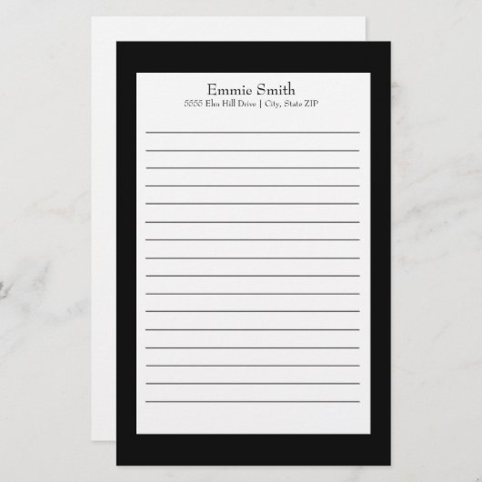 Gepersonaliseerde zwarte en witte tapijserij briefpapier (Voorkant / Achterkant)