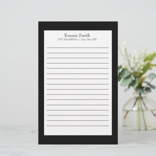 Gepersonaliseerde zwarte en witte tapijserij briefpapier (Staand voorkant)