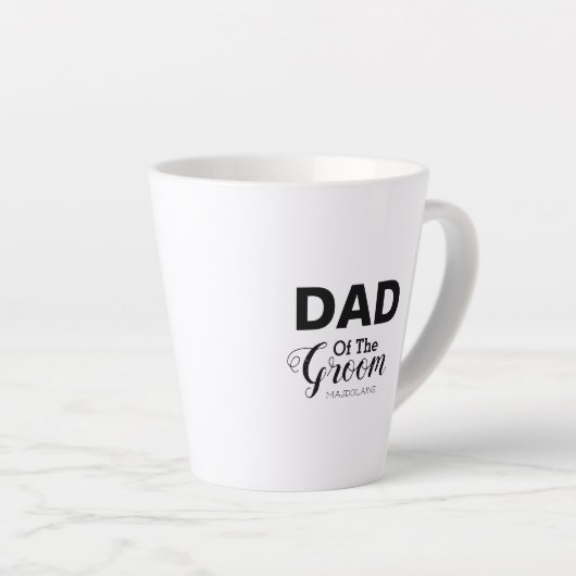 Gepersonaliseerde zwarte en witte vader van de bru latte mok (Rechterhoek)