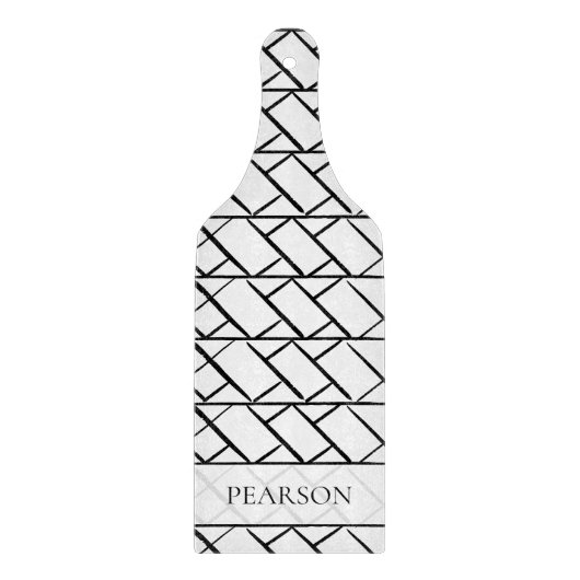 Gepersonaliseerde zwarte en witte visgraatslag snijplank (Voorkant)