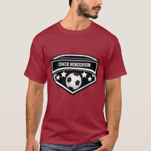 Gepersonaliseerde zwarte en witte Voetbal coach T-shirt