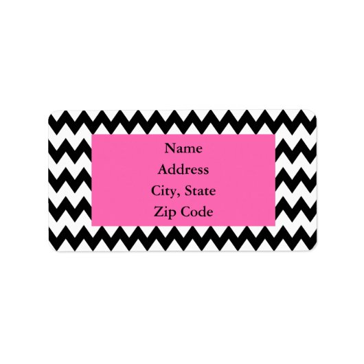 Gepersonaliseerde zwarte en witte zigzag etiket (Voorkant)