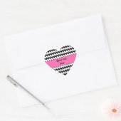 Gepersonaliseerde zwarte en witte zigzag hart sticker (Envelop)