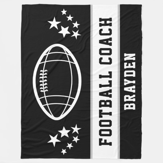 Gepersonaliseerde zwarte Football Coach Naam Fleece Deken (Voorkant)