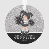 Gepersonaliseerde zwarte foto Cheerleading Ornamen Ornament (achterkant)