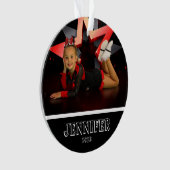Gepersonaliseerde zwarte foto Cheerleading Ornamen Ornament (voorkant)