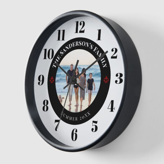 Gepersonaliseerde zwarte foto-cirkel met rode anke (Hoek)